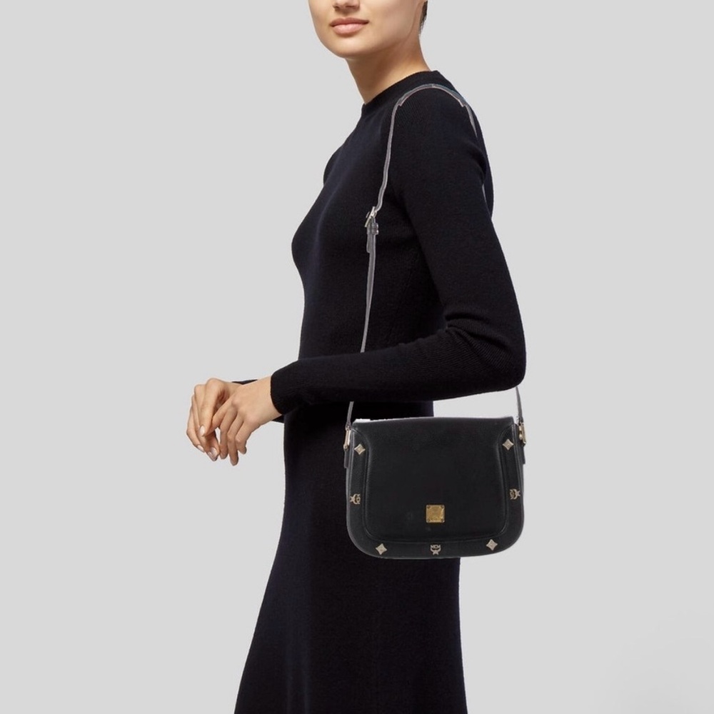 Vintage MCM Da Dona Black Leather Crossbody Bag